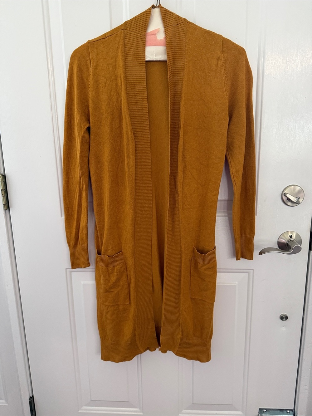 Cielo Long Mustard Open-Front Cardigan Size Small